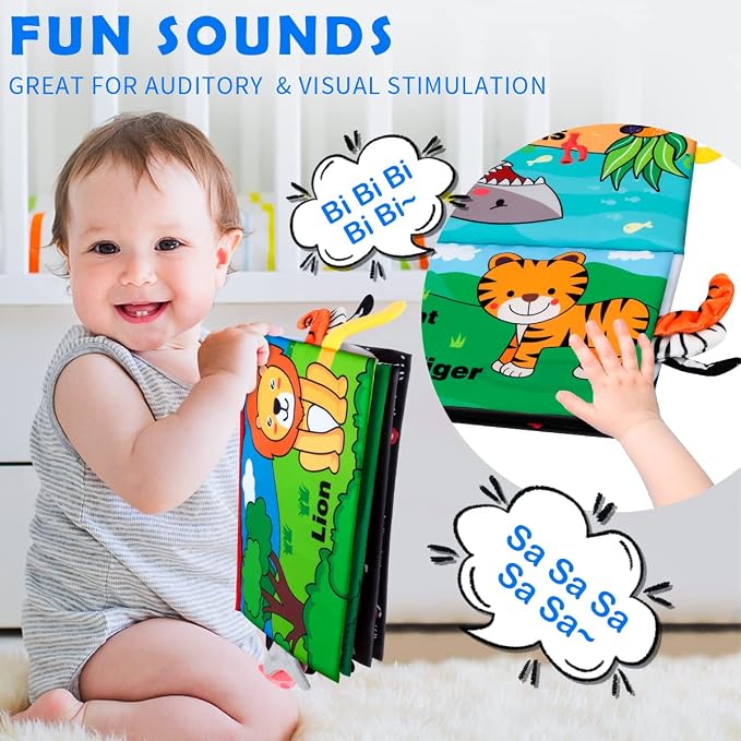 Tummy Time Toys - Baby Mirror Infant Toys Infant Toy with Cloth Book - Black and White High Contrast Baby Toys for Newborn - Montessori Sensory Toy 0 2 3 4 5 6-12 Months Babies Boy Girl Shower Gifts