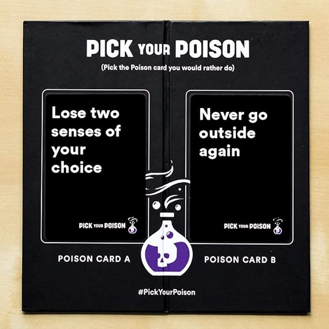 Pick Your Poison Party Game + Family Expansion Set - The “What Would You Rather Do?” Card Game for White Elephant Parties, Stocking Stuffers + Board Games Night with Friends