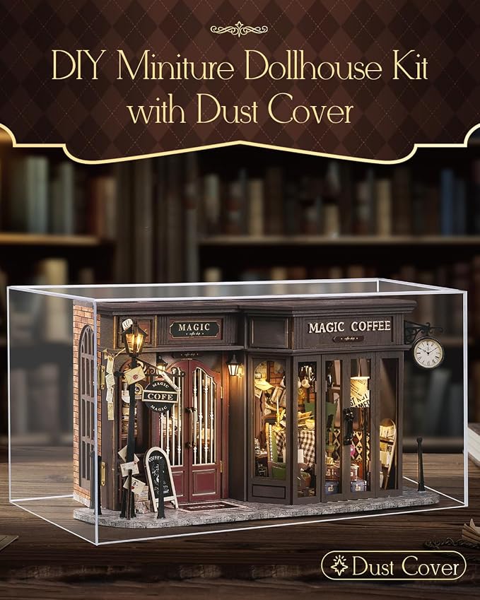 CUTEBEE Dollhouse Miniature with Furniture, Wooden DIY Dollhouse Kit Plus Dust Proof, Creative Room Idea