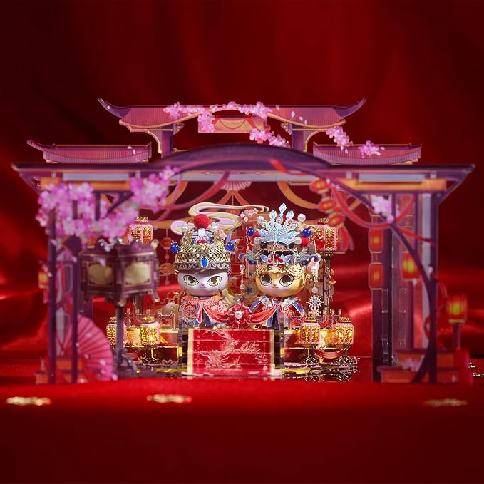 MU 3D Metal Puzzle for Adult Cat Couple,Chinese Bridal and Bride Figure Bride Groom Figurine Model Kits Brain Teaser Love Wedding Gift Home Desk Decor
