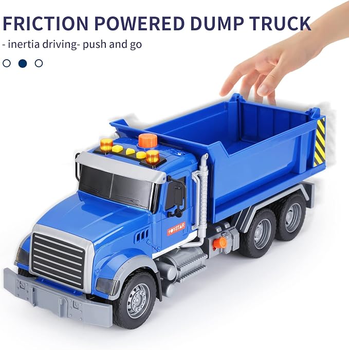 haomsj Big Dump Truck Toy Light Up & Moveable Lifting Back Garbage Push and Go Car Plastic Beach Construction Toy Vehicles for Kids Boys and Girls (Dump Truck)