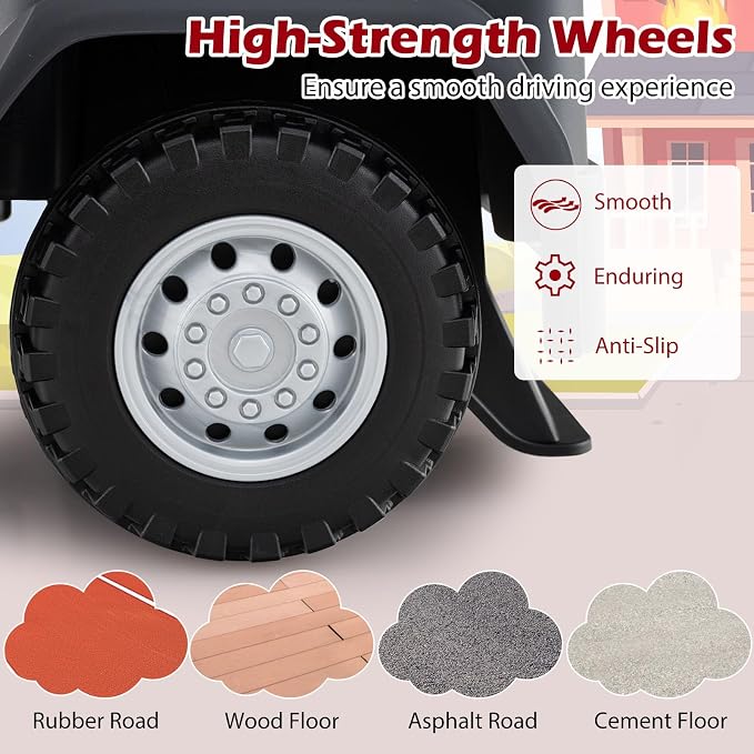 Costzon Ride On Push Car, Licensed Scania Fire Truck for Toddlers with Sirens, Horn, Music, Lights, Under Seat Storage, Foot-to-Floor Sliding Car, Kids Ride On Toys for Boys Girls 18+ Months