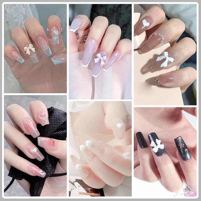 Artdone Nail Art Studs Glitter Kit, 12 grids 8 Colors 3D Charms and Pink Mix White Star Heart Moon Cute Nail Jewels for DIY Decoration