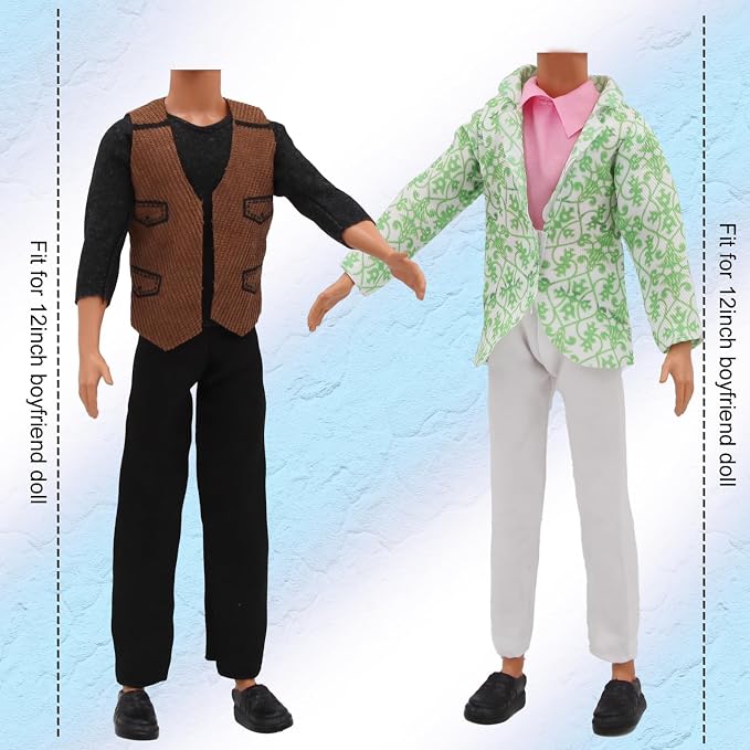 ZTWEDEN 12 Inch Boy Doll Clothes with Leather Jackets Suit Shirts Sweatshirts Shorts Pants T-Shirts for Girls and Boys Xmas Gift (Randomly 6 Sets, 12 Pieces )