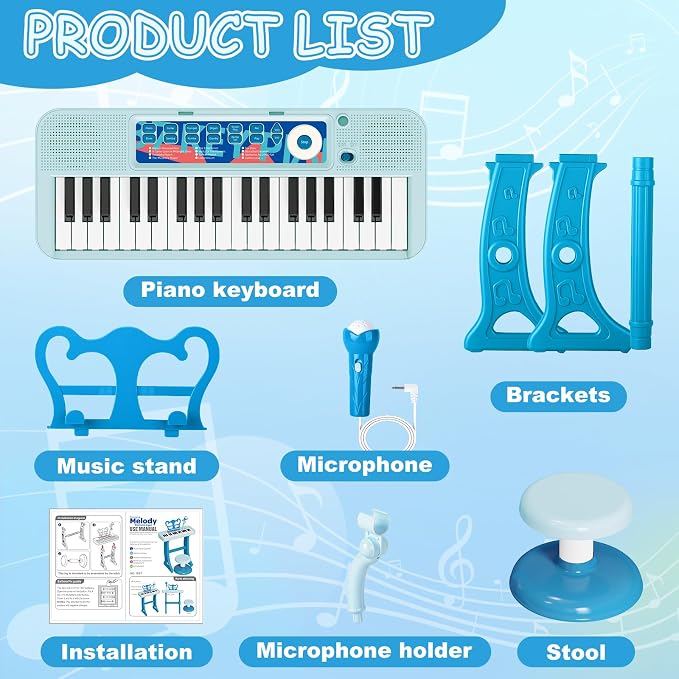 Piano Toys for 3 Year Old Girl, 37 Keyboard Toys with Microphone for Toddlers 3-7, Musical Birthday for Girls Boys Toddlers