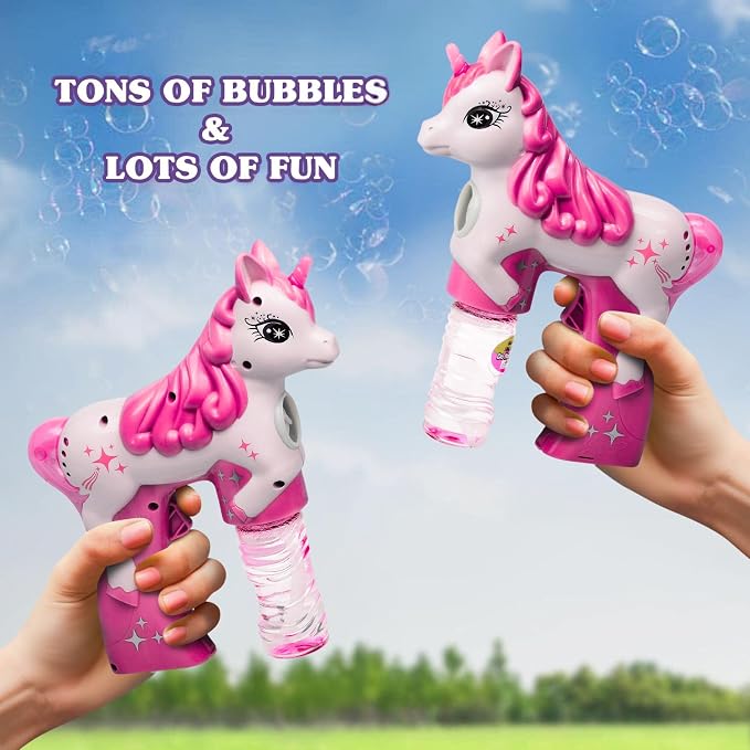 Pink Unicorn Bubble Gun for Kids – Automatic Bubble Machine Blower Toy | Cute Bubble Blaster for Toddlers, Boys & Girls | Outdoor Play, Birthday Party & Summer Fun