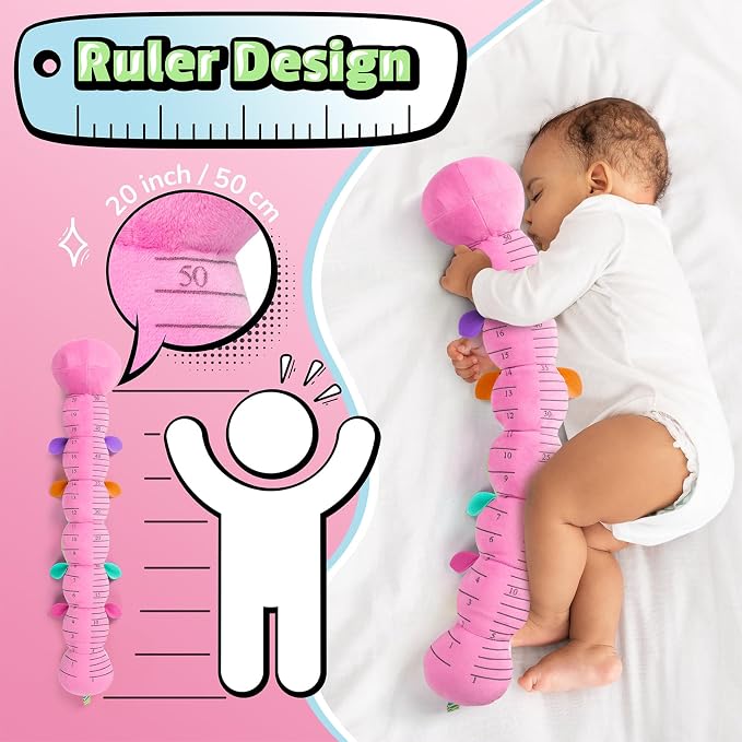 LIGHTDESIRE Baby Toys Musical Caterpillar,Infant Toys Stuffed Animals 3 6 12 Months Sensory Toys with Ruler Design,Crinkle&Ring Bell,Baby Teething Toy Tummy Time Boy Girl Birthday Shower Gifts