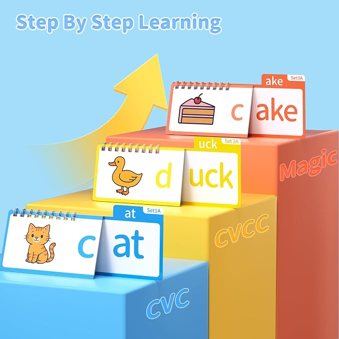 Word Family Build Book, Fun Phonics Flash Cards, 40 Read & Rhyme Flip Books, Learn to Read for Kids Ages 4-8, Educational Flash Cards for Kindergarten, Fun Sight Words & Phonics Games