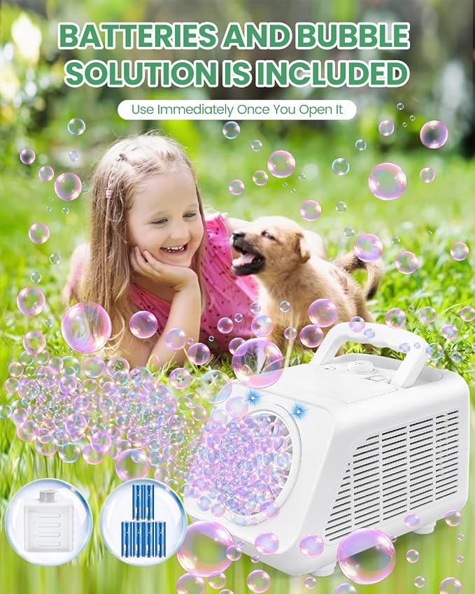 Kizmore Automatic Bubble Machine for Kids: Battery Operated Bubble Maker for Toddlers 3+ Contain 6 AA Battery| Indoor Outdoor Toys for Birthday Wedding Party