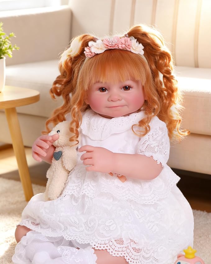 BABESIDE Lifelike Reborn Baby Dolls Dara - 20 Inch Realistic-Newborn Baby Doll Brown Hair Girl Handmade Real Life Baby Dolls with Clothes and Toy Accessories Gift for Kids Age 3+
