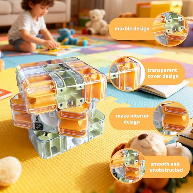 3D Maze Cube Ball Labyrinth Puzzle Brain Teaser for Adults & Kids, Educational Learning Toys Logical Thinking, Family Board Games Tabletop, Durable Puzzle Cube Easter Basket Stuffers Birthday Gift