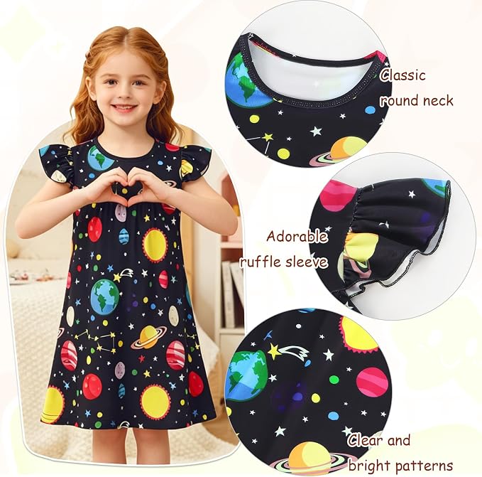 AmzBarley Matching Doll & Girl Pajamas Girls Nightgowns Sleepwear Night Dress for Kids and 18 inch Doll Clothes