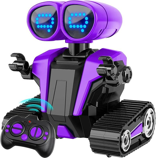 MindPal Robot Toys for Boys Girls with Auto-Demonstration Robots for Kids Remote Control Rechargeable Emo Robot with LED Eyes Age 3 Years and Up Purple