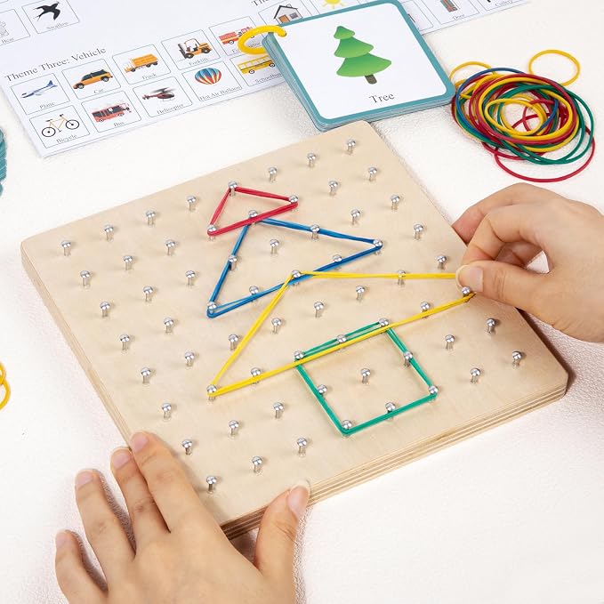 Wooden Geoboard Path Planning Educational Toy for Kids 5+ | Help children foster Spatial Reasoning, Symmetry Awareness, Fine Motor Skills