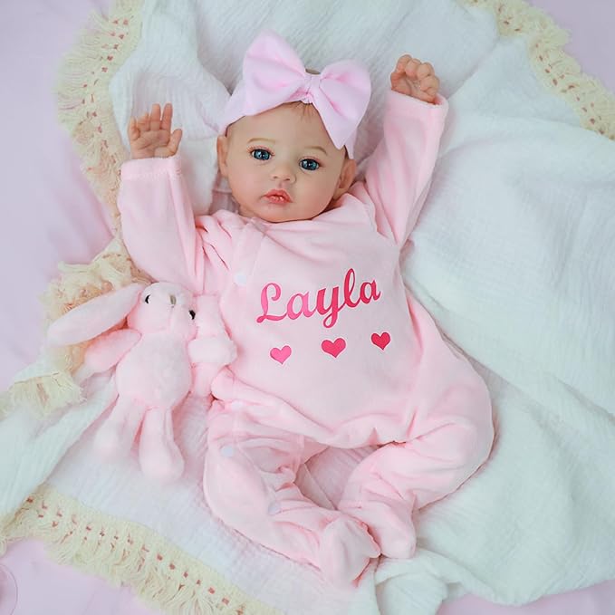 KSBD Realistic Reborn Baby Dolls – 18-Inch Lifelike Newborn Baby Doll with Open Eyes, Poseable Handmade Real Life Baby Doll, Gift Set with Accessories for Kids Ages 3+