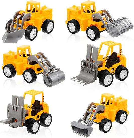 6 Pcs Construction Party Favors for Boys, Mini Construction Vehicles Children's Day Gift, Mini Pull Back Cars Excavator Toys Small Trucks Bulk for Kids Girls Birthday Cake Toppers (Hauler Set)
