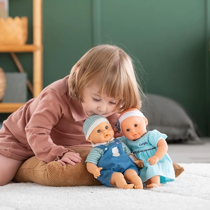 Corolle Bébé Calin Maud - 12" Soft Girl Baby Doll with Vanilla Scent, Blue Outfit & Sleeping Eyes for Girls Ages 18 Months+, Cute Reborn Realistic Baby Dolls for 2 Year Old Girls