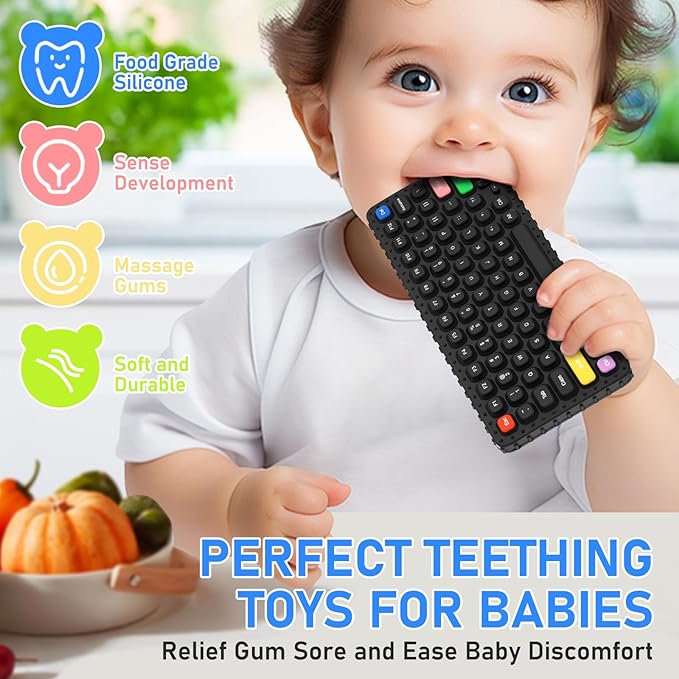 Teething Toy for Baby 3 6 12 18 Months, Realistic Mobile Phone Baby Teether Toy, Baby's Chew Toys, Food Grade Silicone Teething Toys for Infants, BPA Free, for Babies Gum Relief