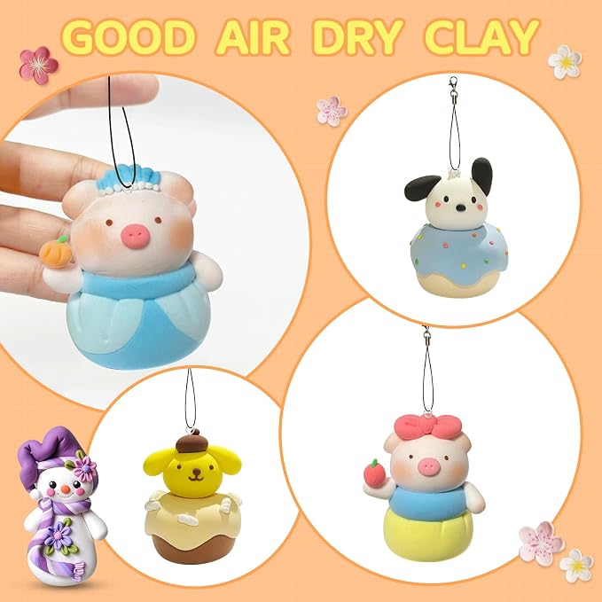 Air Dry Clay, 12 Packs Molding Clay, Foam Clay, Non-Sticky Soft Lightweight Clay for Kids, Age 3-12, Perfect for Arts Crafts, Pink