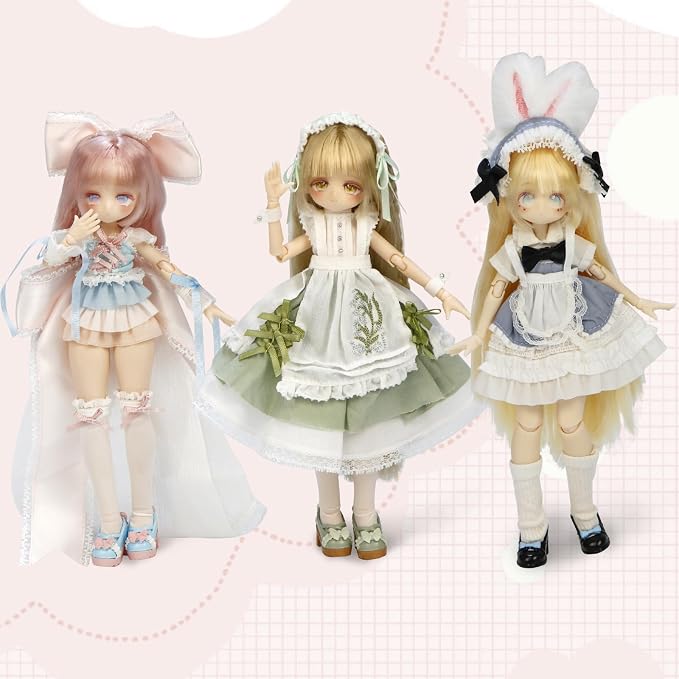 BJD Dolls 1/8 BJD Doll 9" Ball Jointed Doll Dress Up Dolls Collectible Figures Collection Gift Toys for Party Birthday Ages 15 and Up PVC & ABS Costume Included Collectible Figure, Late Spring