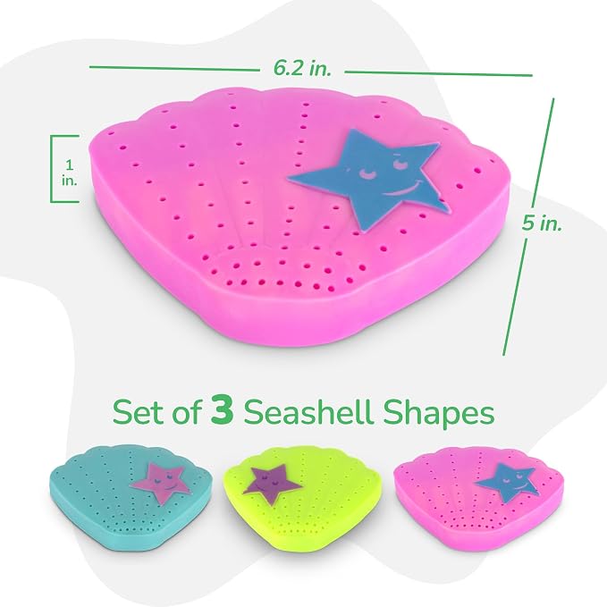 ArtCreativity Sea Shell Water Splash Toys - Set of 3 - Spongy Bath Toys for Kids - Vibrant Colors with Star Accents - Bathtub Toys for Fun in the Tub - Kids Pool Toys and Swimming Pool Accessories