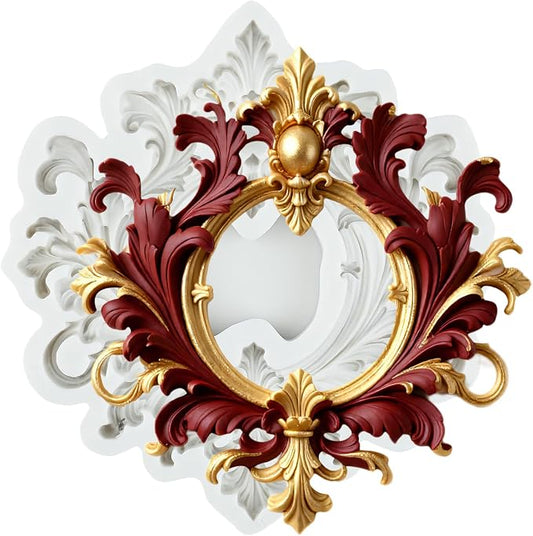 Baroque Curlicues Scroll Lace Silicone Mold Vintage Relief Flower Filigree Polymer Clay Molds for DIY Crafts Epoxy Resin Casting Air Dry Polymer Clay Plaster Jewelry Making