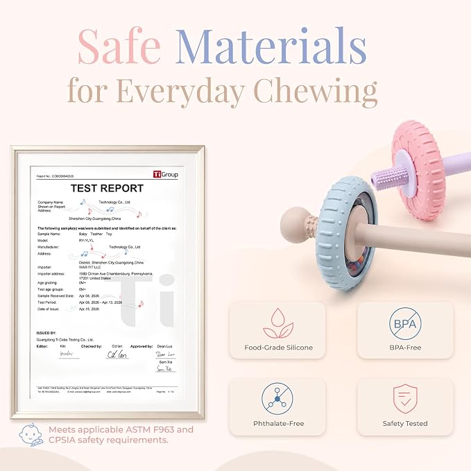 2 Pack Baby Teething Toys for 3-6 Months, Dumbbell Teether for Babies 6-12 Months, Silicone Baby Teether Toys with Textured Chew Surfaces, Rattle Baby Chew Toy for Infants (Blue & Pink)