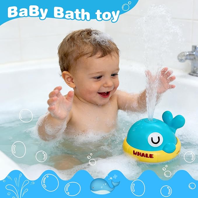 Light Up Whale Sprinkler Baby Bath Toys for Kids Ages 1-3, Pool Water Toys for Toddlers Bathtub Fountain Toys, Birthday Gifts for 1 2 3 Year Old Boys & Girls