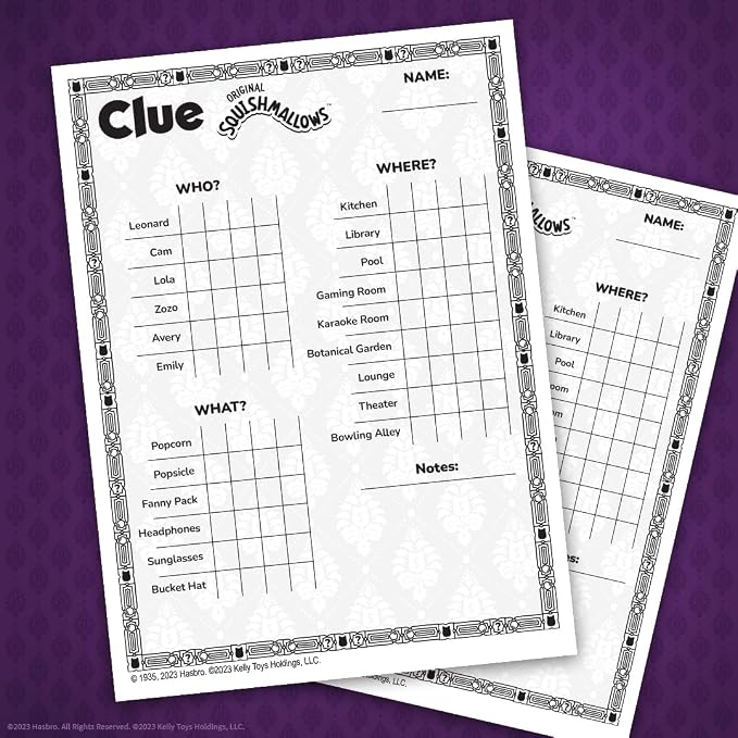 USAOPOLY CLUE: Squishmallows Board Game| Official Squishmallows Merchandise | Collectible Clue Game Featuring Cam, Emily, Leonard, Lola and More