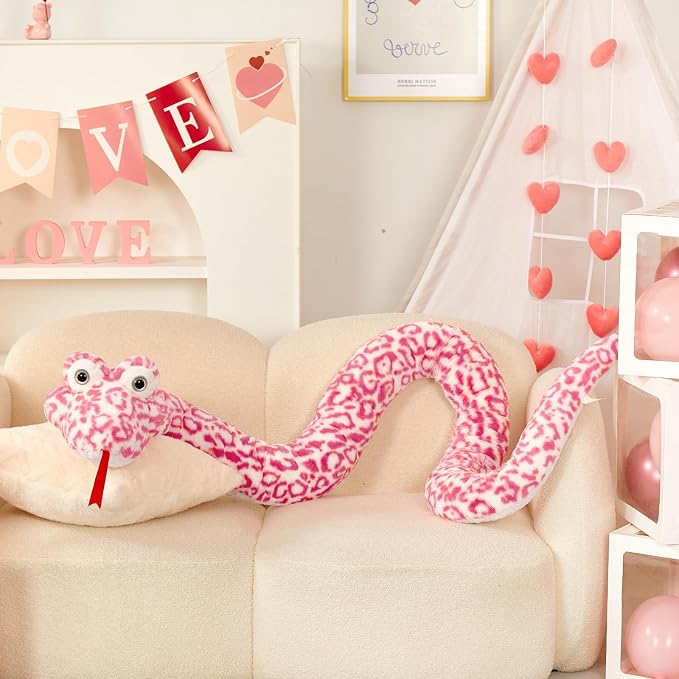 MaoGoLan Pink Snake Stuffed Animal Giant Stuffed Snake, 98 inch Plush Snakes Toy for Girls Christmas Birthday Easter Valentine's Day Gift Mother's Day
