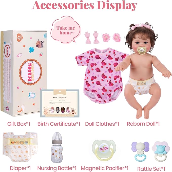 JIZHI Lifelike Reborn Baby Dolls - 20Inch-Real Baby Feeling Realistic-Newborn Baby Doll Adorable Smiling Real Life Baby Dolls with Gift Box for Kids Age 3 +