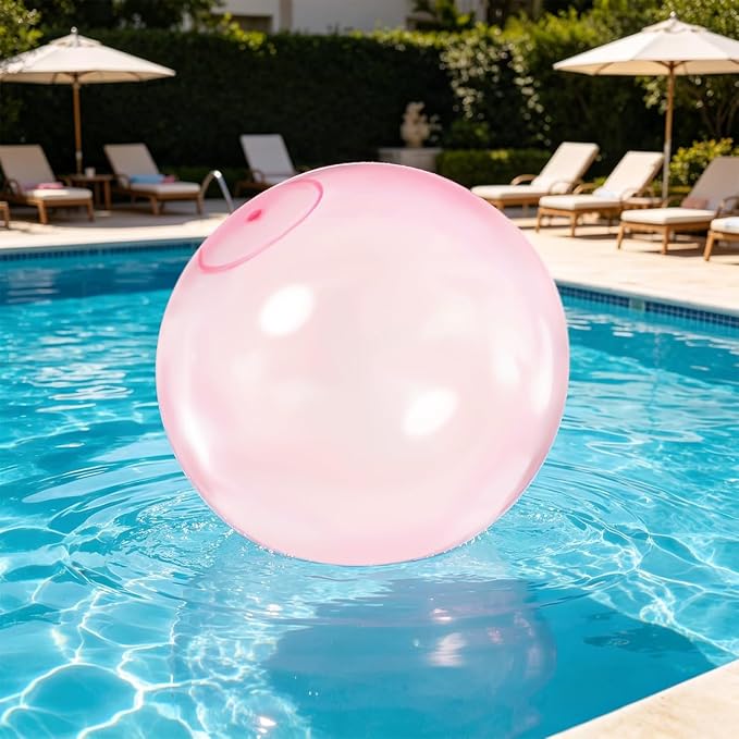 32 Inch Giant Water Bubble Ball for Adults Teenagers Giant Inflatable Water-Filled Ball Soft Rubber Ball for Outdoor Pool Beach Garden Yard Games (Pink)
