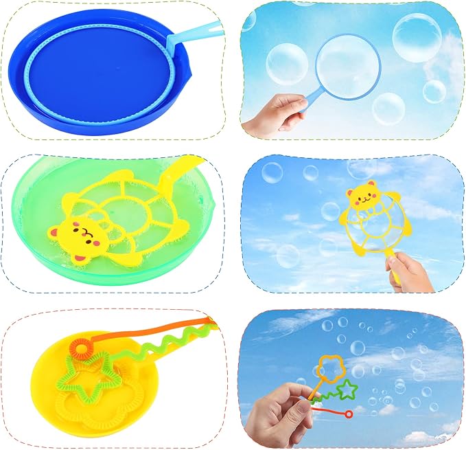 Bubble Wands Set, 28 Pcs Large Bubble Wand with Tray, Great for Kids Summer Outdoor Bubble Party Favors