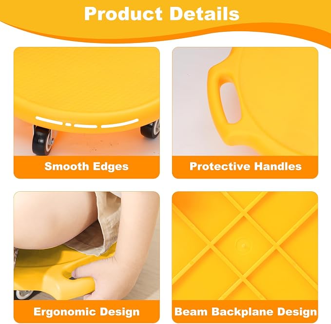 Sports Scooter Board with Handles Sitting Scooter Board with Universal Wheels Manual Sport Scooters Plastic Casters Floor Scooter Board for Gym Physical Education Equipment Indoor Outdoor