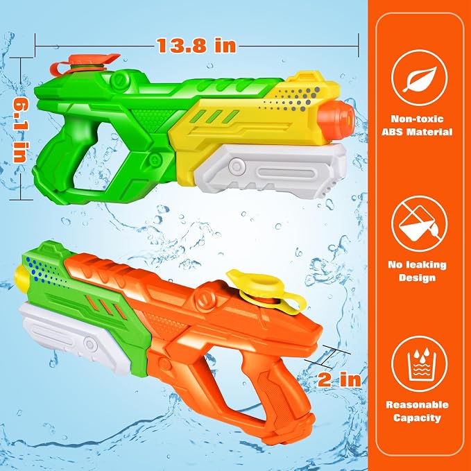 Quanquer Water Guns for Kids Adults - 3 Pack Squirt Water Toy Gun 600CC High Capacity Long Shooting Range Super Water Blaster Soaker for Summer Pool Beach Outdoor Water Fighting Party