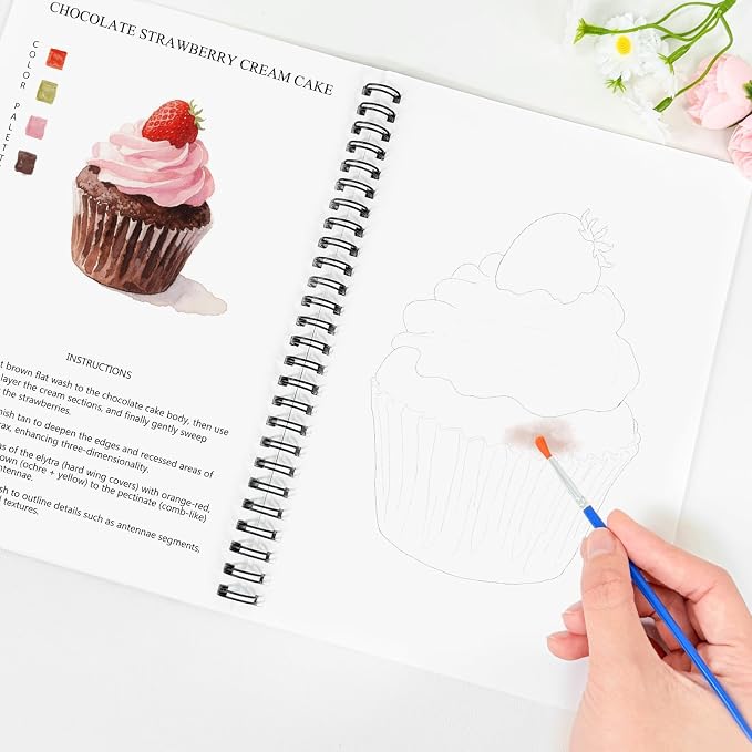 Watercolor Workbooks Baking, 15 Beautiful Paintings for Water Color Book Adult, Watercolor Coloring Book for Beginners, Watercolor Workbook for Adults Teens (Without Palette, Baking)