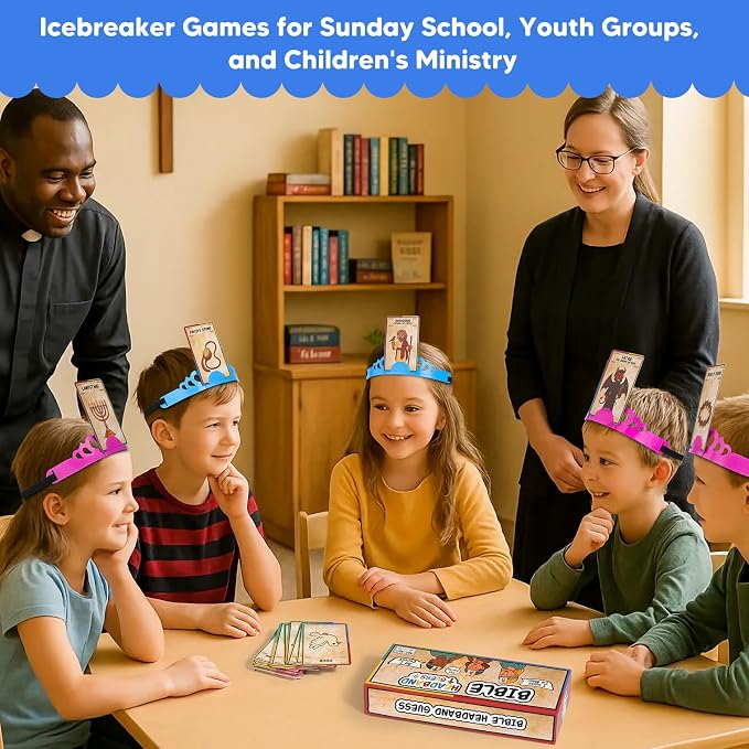 Garybank Bible Headbands Board Game for Kids, Bible Character & Item Guess Games, 66 Picture Keyword Cards w/Bible Stories & Verses, Biblical Who Am I Toys for Family Nights, Christian Easter Gifts