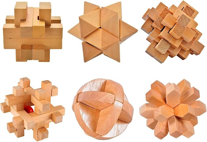 ULT-unite3D Wooden Cube Brain Teaser Puzzle