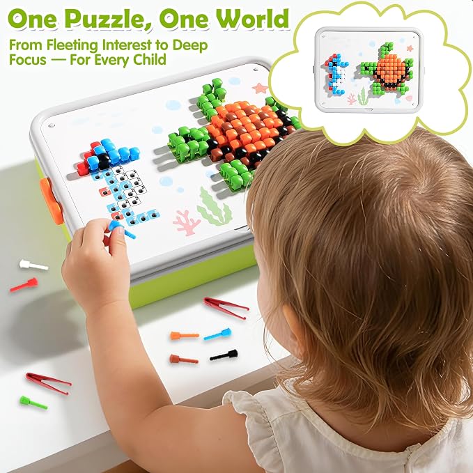 Toddler Puzzles Games for Kids 3-5, STEM Toys 3D Mushroom Nail Puzzle 460 Pieces Building Peg Kit DIY Creative Brain Teaser Puzzle Birthday Gifts for Boys Girls 3 4 5 6 7 8 Year Old