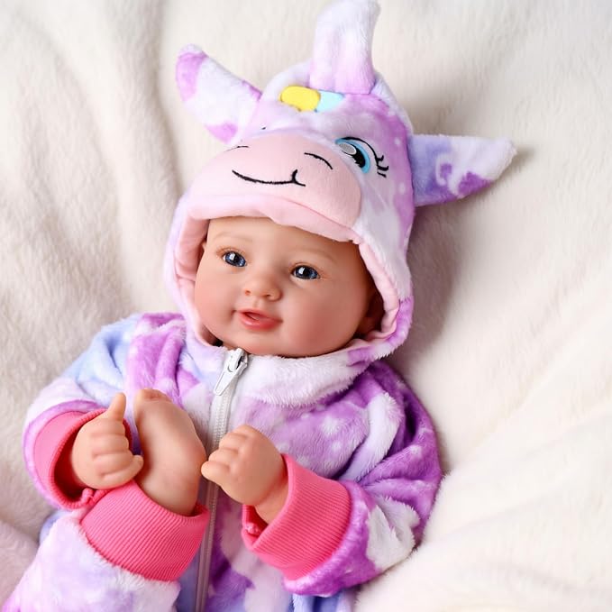 BABESIDE Baby Doll Girl - 17-Inch Soft Body Realistic Baby Doll with Blue Eyes and Unicorn Outfit Lightweight Real Life Baby Dolls for 3+ 4 5 6 7 8 9 Years Girl Birthday Gifts, Pretend Play, Christmas
