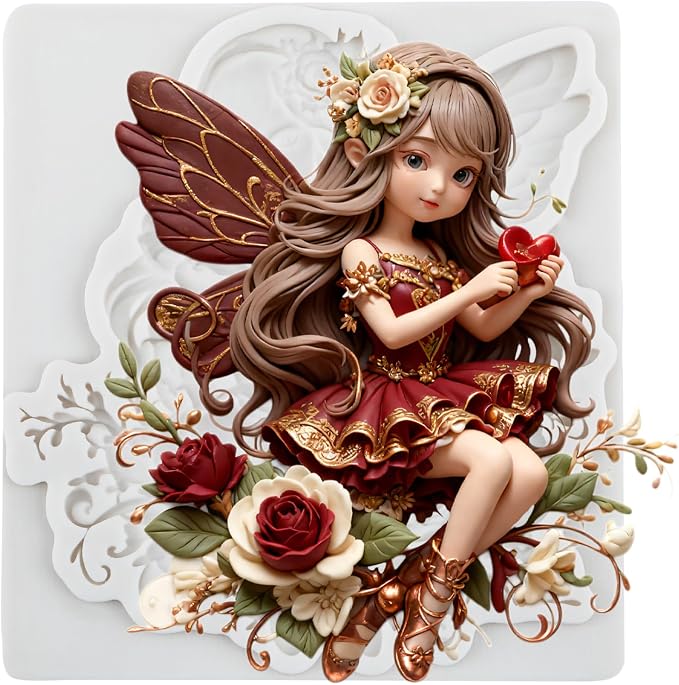 Flower Fairy Polymer Clay Molds Butterfly Fairy Silicone Mold for Epoxy Resin Casting DIY Crafts Air Dry Polymer Crafts Supplies Clay Tools