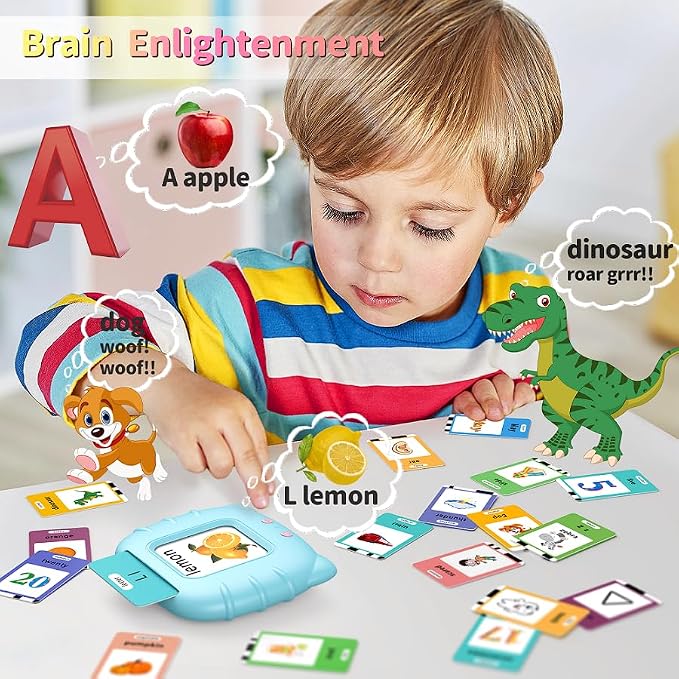 Eaever 252 Sight Words Talking-Flash-Cards, Easter Birthday Gifts for Boys 1 2 3 4 5 6 Year Old, Educational Montessori Toys, Pocket Speech Language Learning Toys for Toddlers Ages 1-6, Blue