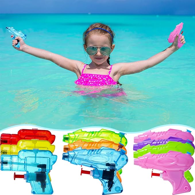 Threan 100 Pack Water Gun for Kids Mini Water Gun Toy Colors Plastic Squirt Pistol Small Fun for Adults Teens Summer Pool Beach Party Favor Outdoor Game Bath Birthday(Cool)