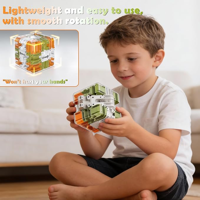 3D Labyrinth Puzzle Maze Cube - 3D Cube Puzzle for Kids 5-8 8-12, Improve Spatial Recognition and Cultivate Logical Thinking, Portable Brain Teaser for Kids & Adults (Ages 5+)‌ Boys & Girls Gifts
