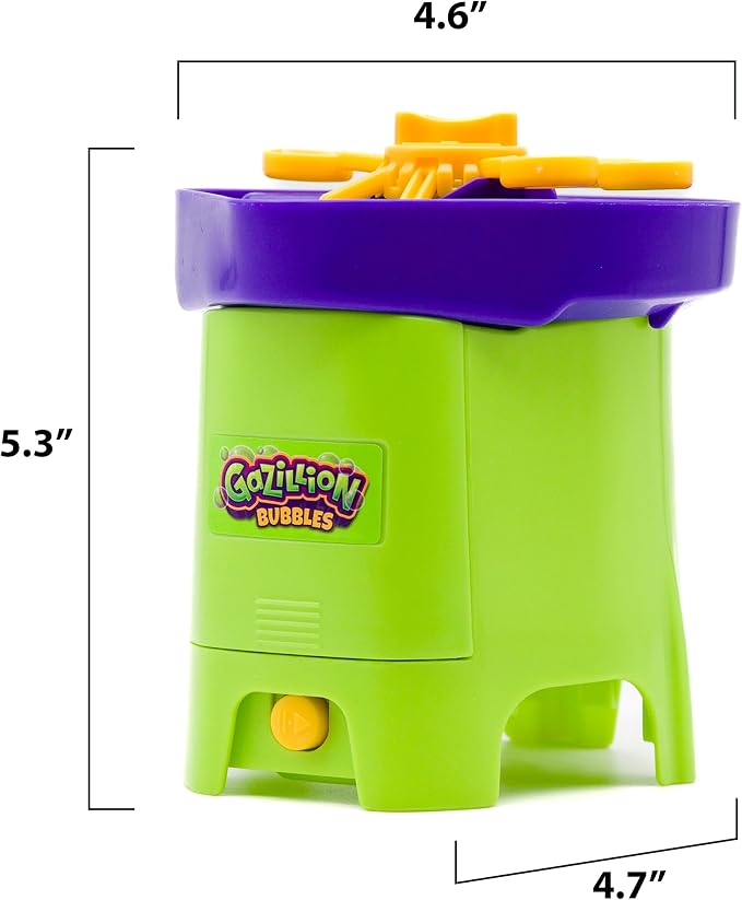 Gazillion Bubbles Tiny Typhoon, Compact Bubble Machine, Powerful Bubble Blower for Maximum Fun, Easy to Clean & Portable, Includes 4 oz Gazillion Bubble Non-Toxic Solution