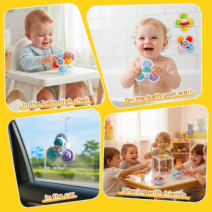 Montessori Toys for Toddlers 18 Months+, 16PCS Baby Activity Cube with Shape Sorter, 3 Suction Cup Spinner Toys, 2 Bead Mazes, Ball Rolling Track, Developmental Learning Gifts for Boys Girls