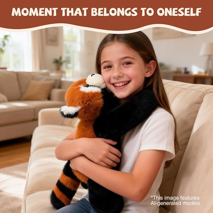 Red Panda Plush Stuffed Animal, 17 Inch | Weighted Arm, Huggable, Plush Pillow, Super Soft, Cute Stuffy, Room Decor, Birthday Graduation Gift for Kids, 0.93IB