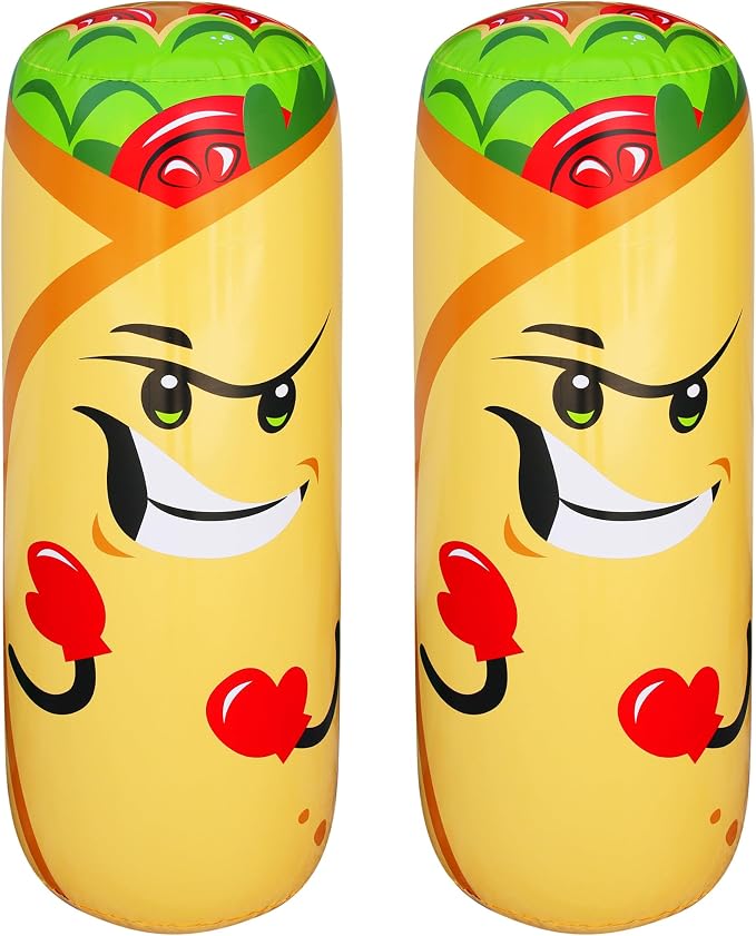 Banzai: Burrito Boppers - 2 Inflatable 36" Bumpers Toys, Giant Food-Themed Battle Play, Air-Cushioned, Swing Whop & Bop, in-Outdoor Game, Kids 5+