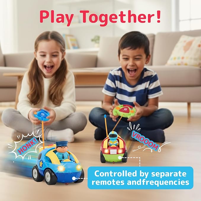 PREXTEX Remote Control Car for Toddlers (Police/Race Car)
