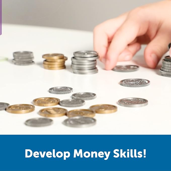 Learning Resources Pretend & Play Money - Kids Cash Register, Dollars, Pretend Classroom Play Sets for Kids, Toy Currency, Toy Dollar Bills